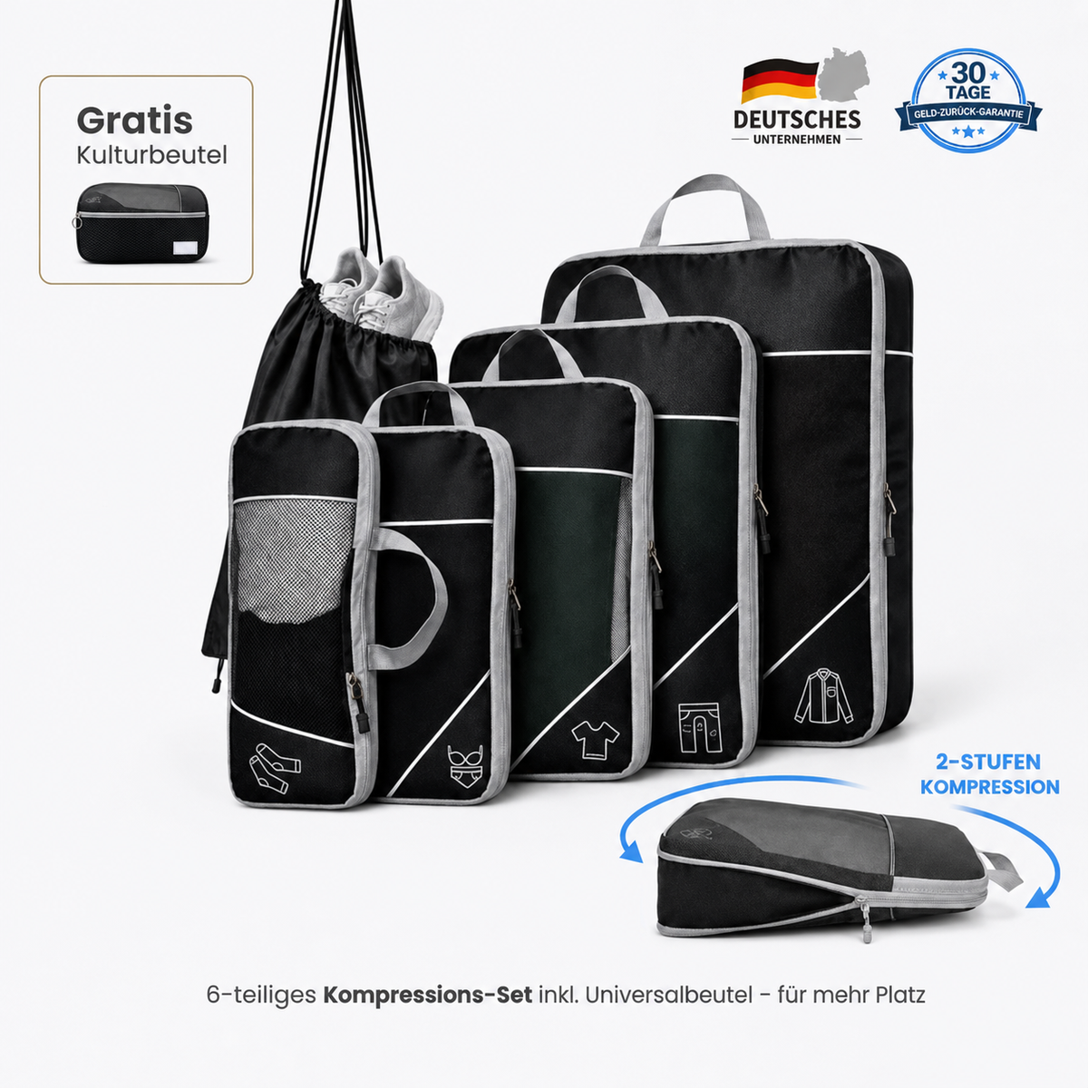 Packfreunde | Koffer Organizer mit Kompression